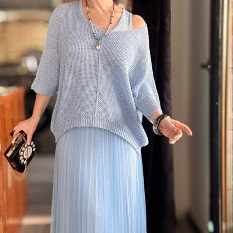 Ensemble chic composé d'une robe gilet et d'un haut cache-cœur