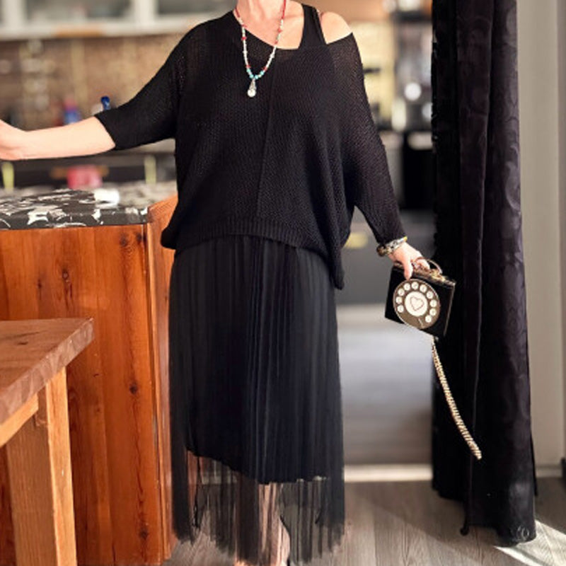 Ensemble chic composé d'une robe gilet et d'un haut cache-cœur