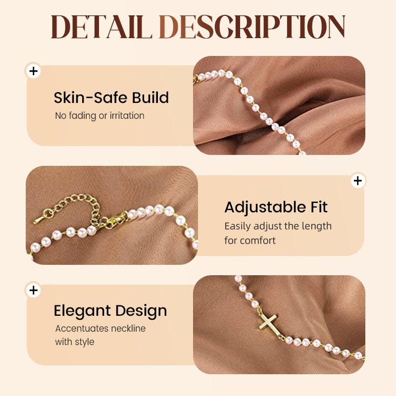 Collier de Perles de Culture en Croix Élégant pour Femmes