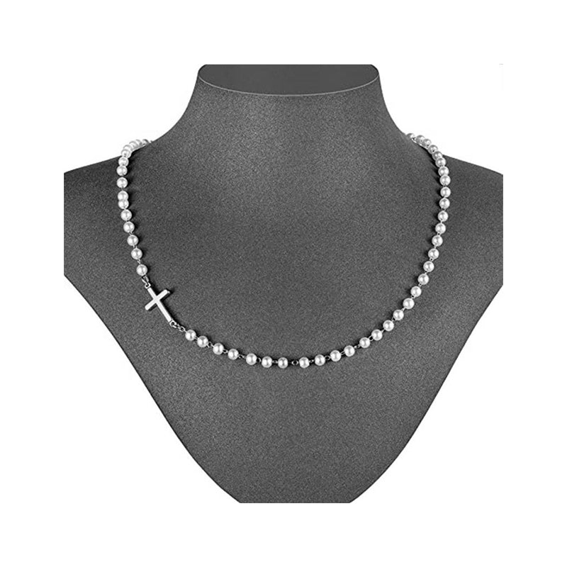 Collier de Perles de Culture en Croix Élégant pour Femmes