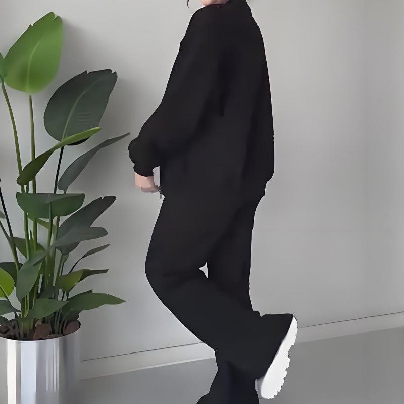 Ensemble veste de survêtement zippée et pantalon large pour femme