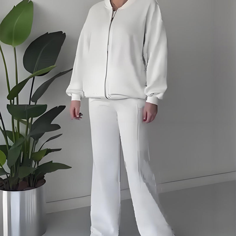 Ensemble veste de survêtement zippée et pantalon large pour femme