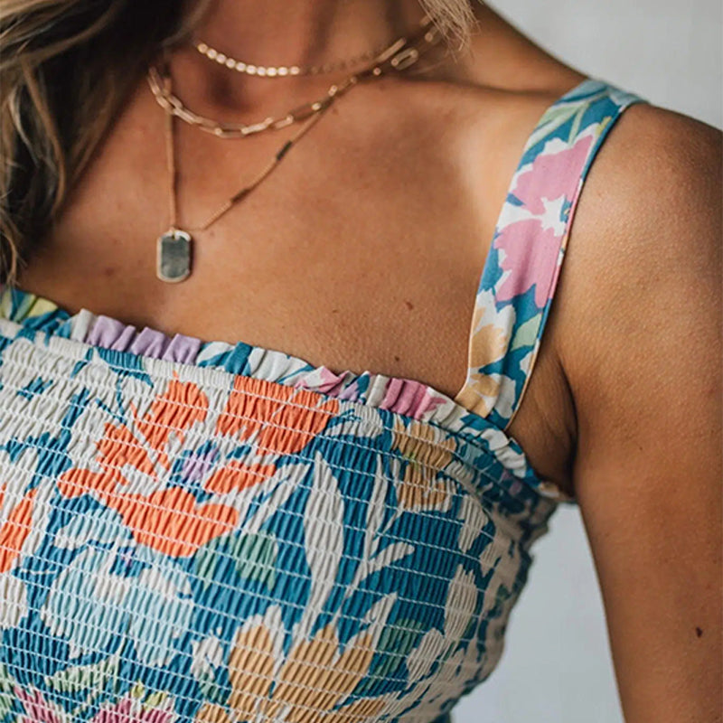 Robe fluide à bretelles à imprimé floral pour femmes