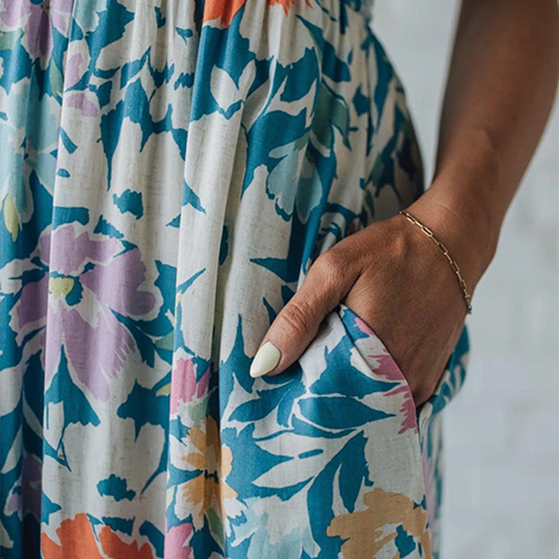 Robe fluide à bretelles à imprimé floral pour femmes