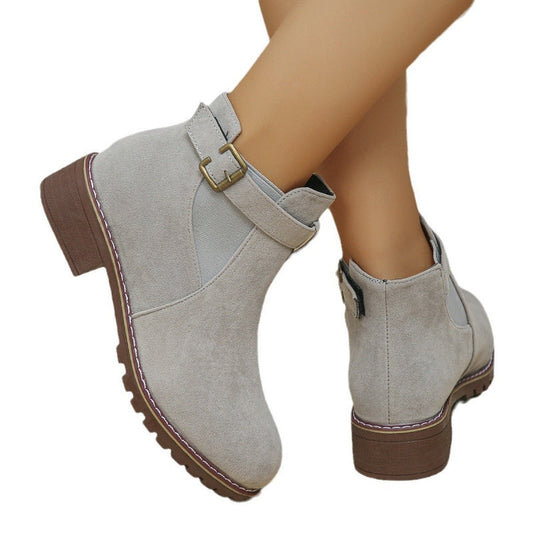 Bottines élastiques solides à talons bas pour femmes