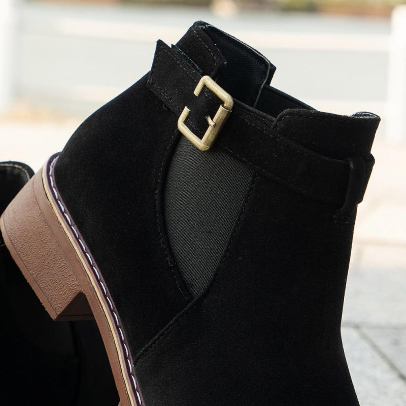 Bottines élastiques solides à talons bas pour femmes