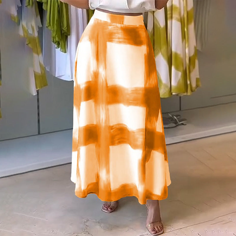 Jupe trapèze à imprimé à carreaux tendance