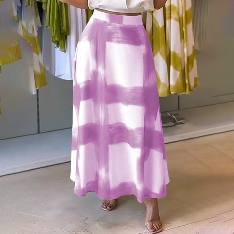 Jupe trapèze à imprimé à carreaux tendance