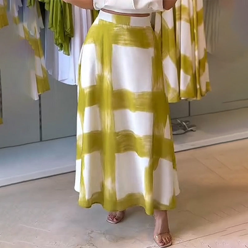 Jupe trapèze à imprimé à carreaux tendance