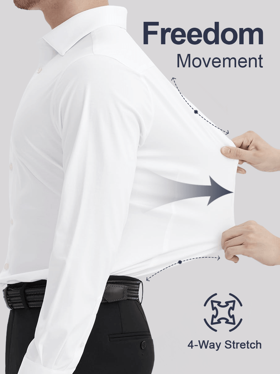 👔✨ 👑 Fliwos Chemise Extensible avec Triple Protection Sans Repassage pour Hommes
