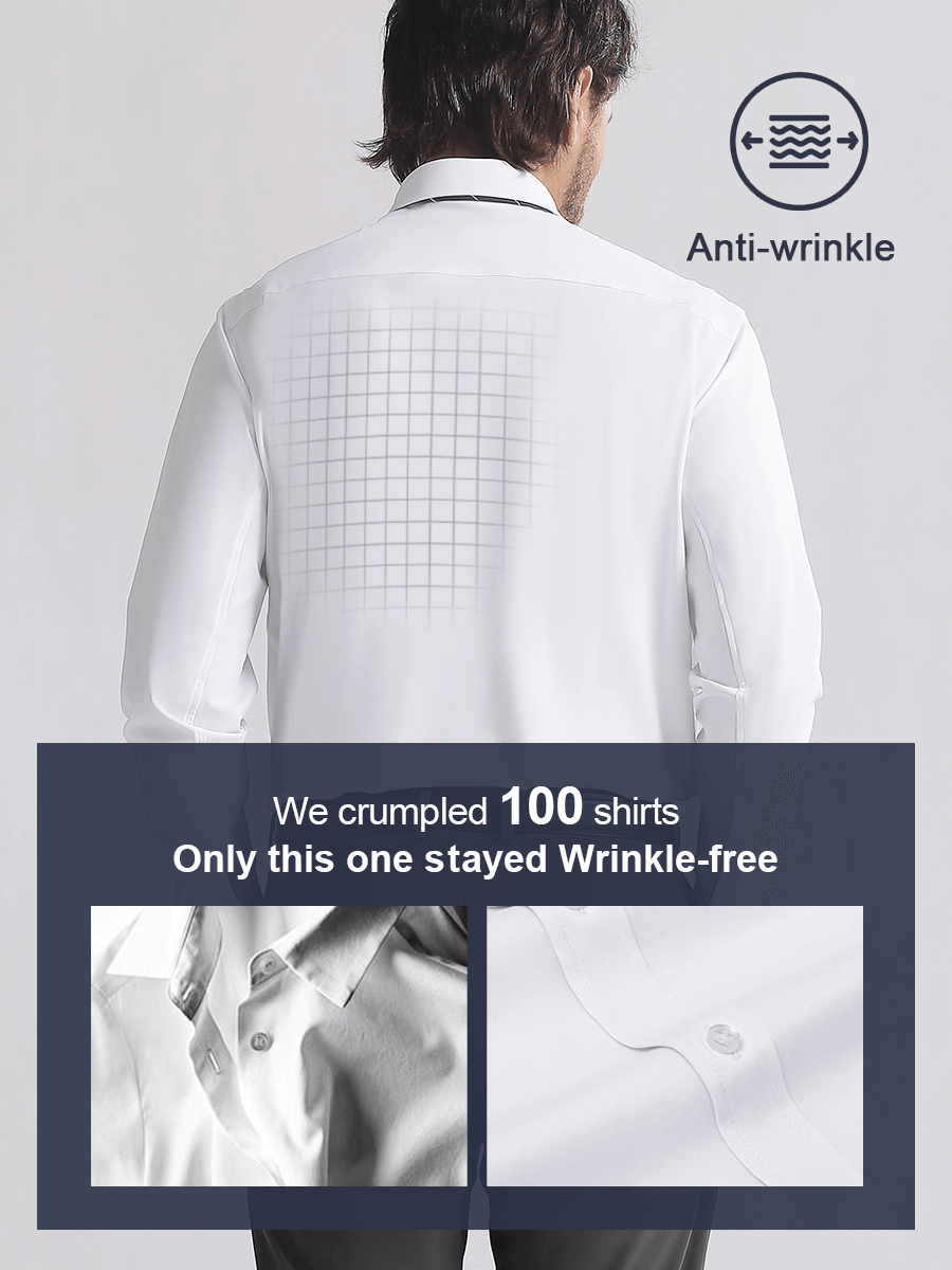 👔✨ 👑 Fliwos Chemise Extensible avec Triple Protection Sans Repassage pour Hommes