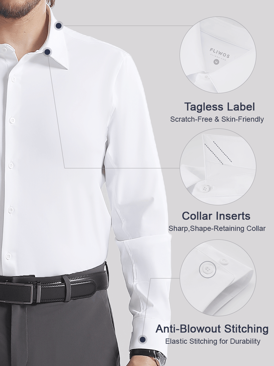 👔✨ 👑 Fliwos Chemise Extensible avec Triple Protection Sans Repassage pour Hommes