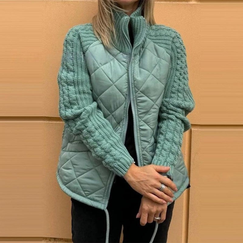 Veste matelassée en patchwork en tricot pour femmes