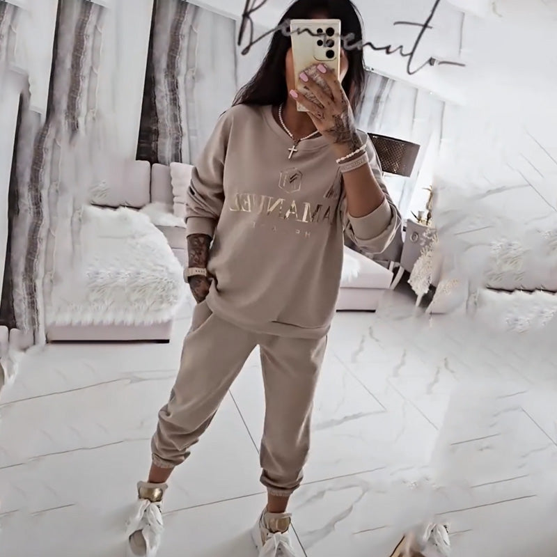 Ensemble décontracté pour femme — blouse imprimée et pantalon ample