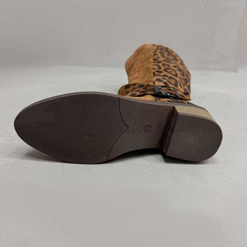 Bottes d'équitation pour femmes à imprimé léopard