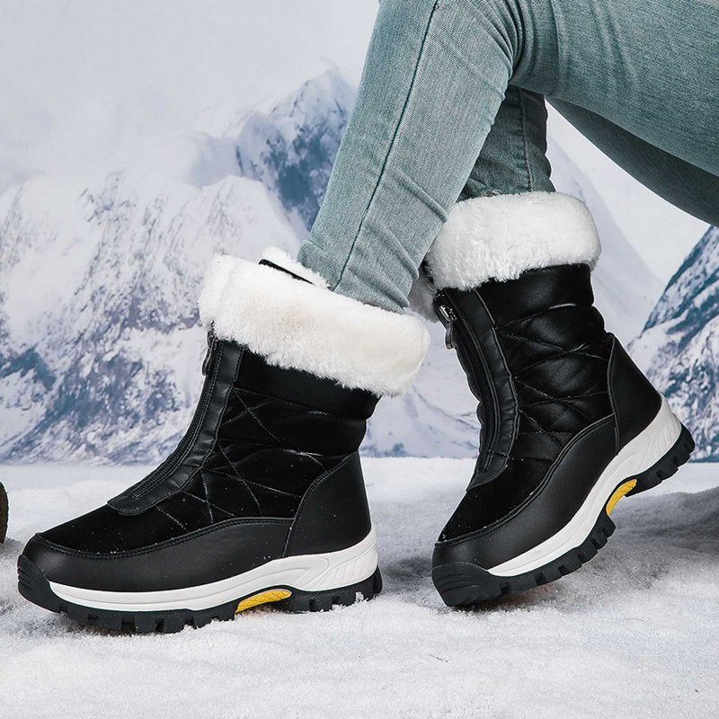 Bottes de neige chaudes antidérapantes à fermeture éclair pour femmes