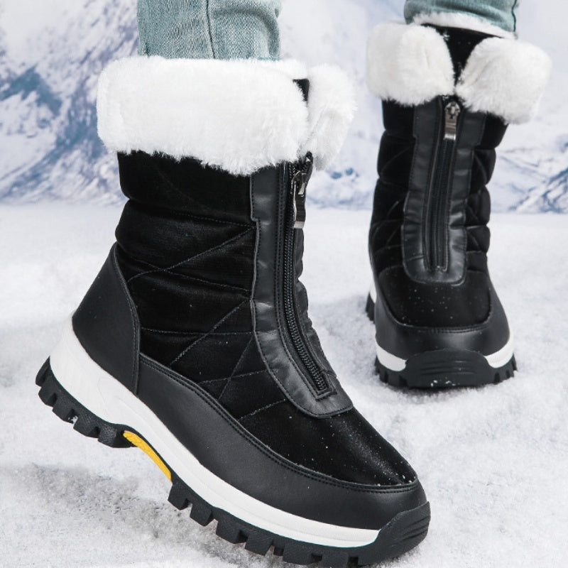 Bottes de neige chaudes antidérapantes à fermeture éclair pour femmes