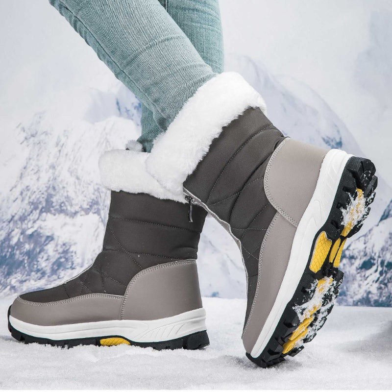Bottes de neige chaudes antidérapantes à fermeture éclair pour femmes