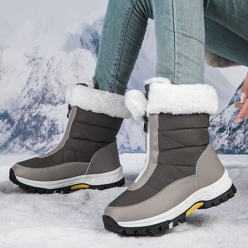 Bottes de neige chaudes antidérapantes à fermeture éclair pour femmes