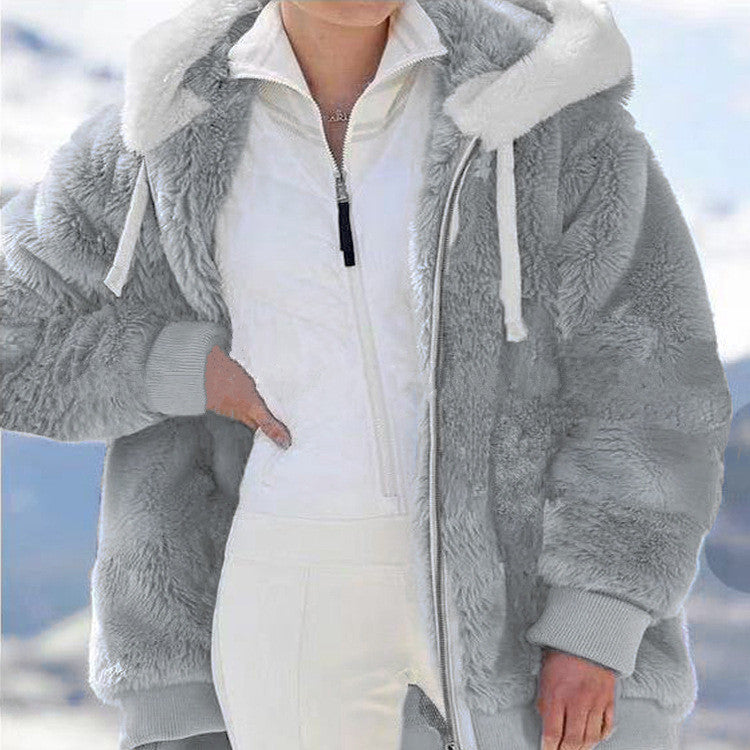 🔥 50% DE RÉDUCTION ! ✨ Veste Polaire Femme avec Doublure Sherpa - Capuche Adjustable, Poche Cachée, Idéal pour l'Hiver Élégant 🧥❄️
