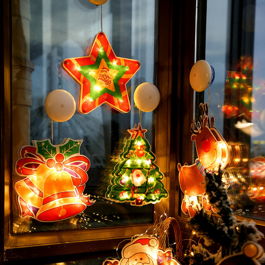 🎄✨ Guirlandes Lumières pour Fenêtre de Noël – Motifs de Noël Variés, Création d'Ambiance Douce & Usages Multiples (Idéales pour Décorations de Noël !)