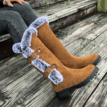 Bottes de neige mi-mollet épaisses en peluche pour femmes【Livraison gratuite】