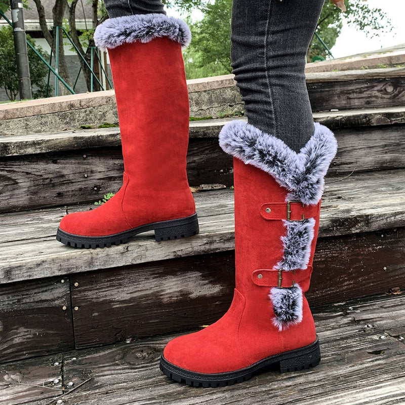Bottes de neige mi-mollet épaisses en peluche pour femmes【Livraison gratuite】