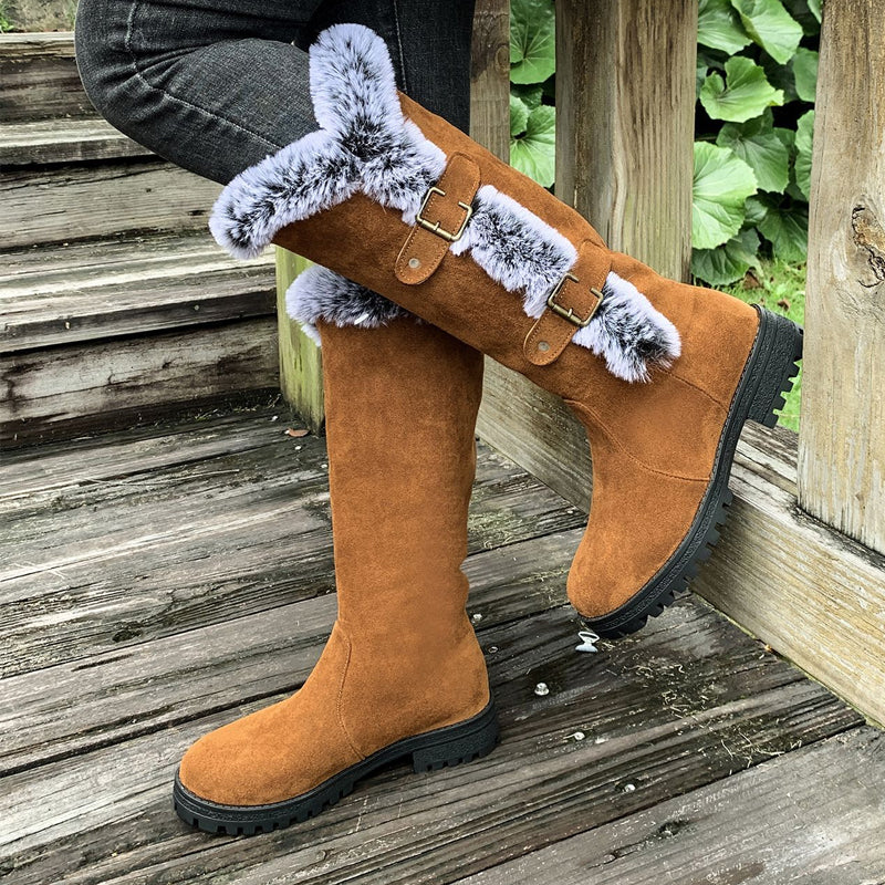 Bottes de neige mi-mollet épaisses en peluche pour femmes【Livraison gratuite】