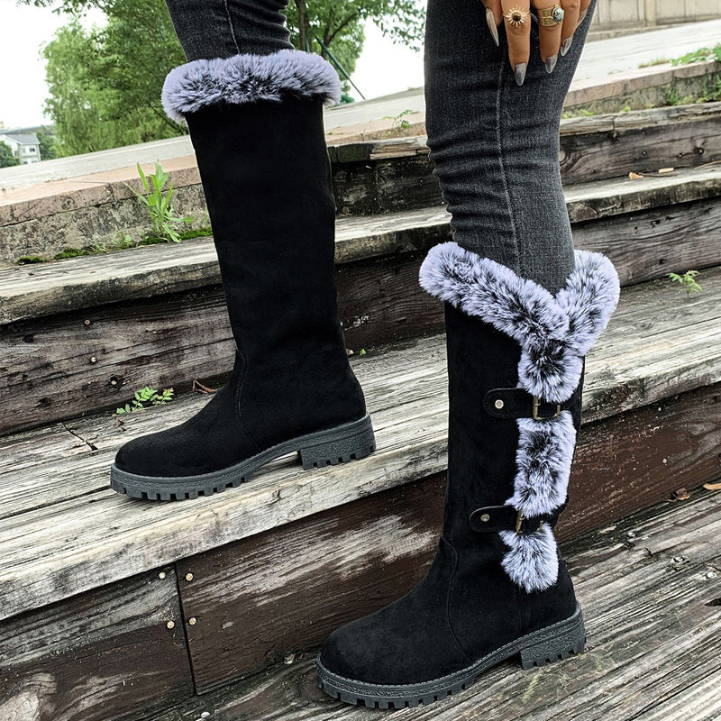 Bottes de neige mi-mollet épaisses en peluche pour femmes【Livraison gratuite】