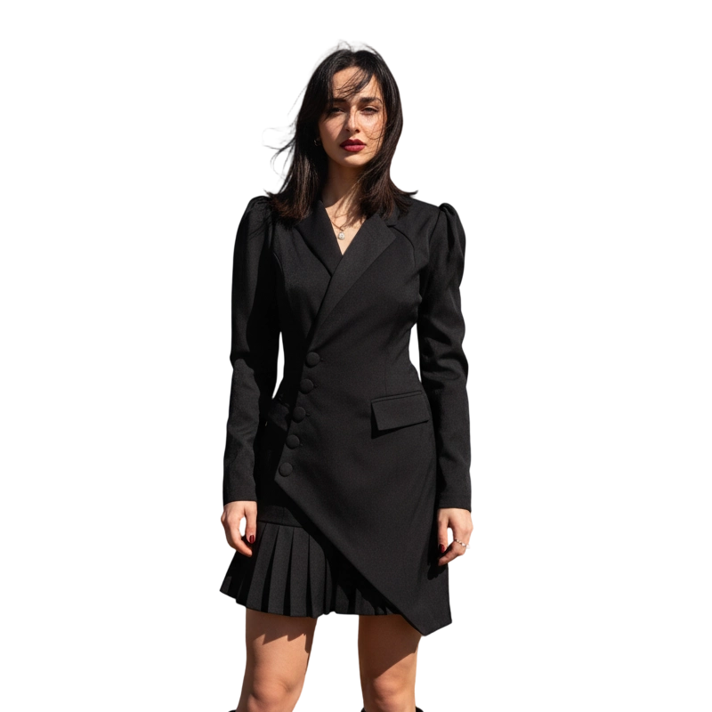 🔥VENTE LIMITÉE 50 % DE RÉDUCTION🔥Mini-robe blazer plissée à boutons sur le devant