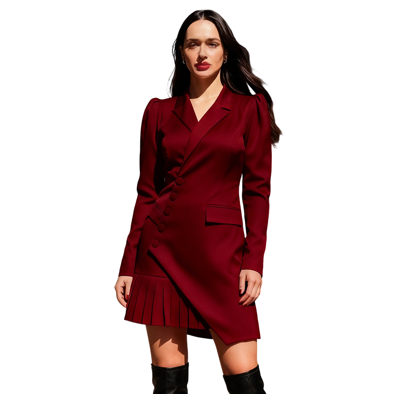 🔥VENTE LIMITÉE 50 % DE RÉDUCTION🔥Mini-robe blazer plissée à boutons sur le devant