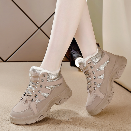 Baskets d'hiver à semelle compensée chaudes pour femmes