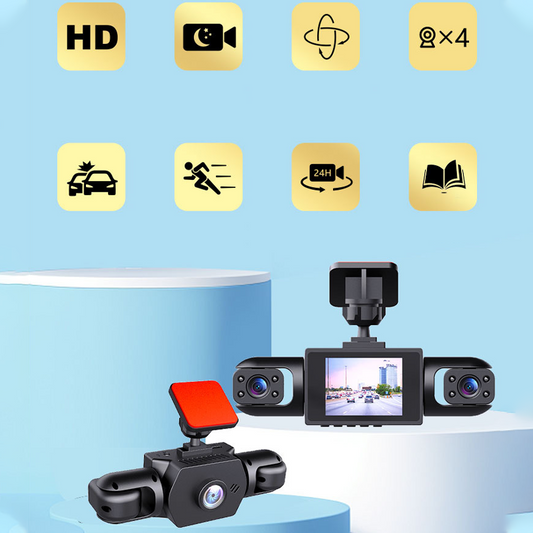 🔥Offres spéciales - Caméra embarquée pour voiture avec 4 objectifs et vue à 360°🚛