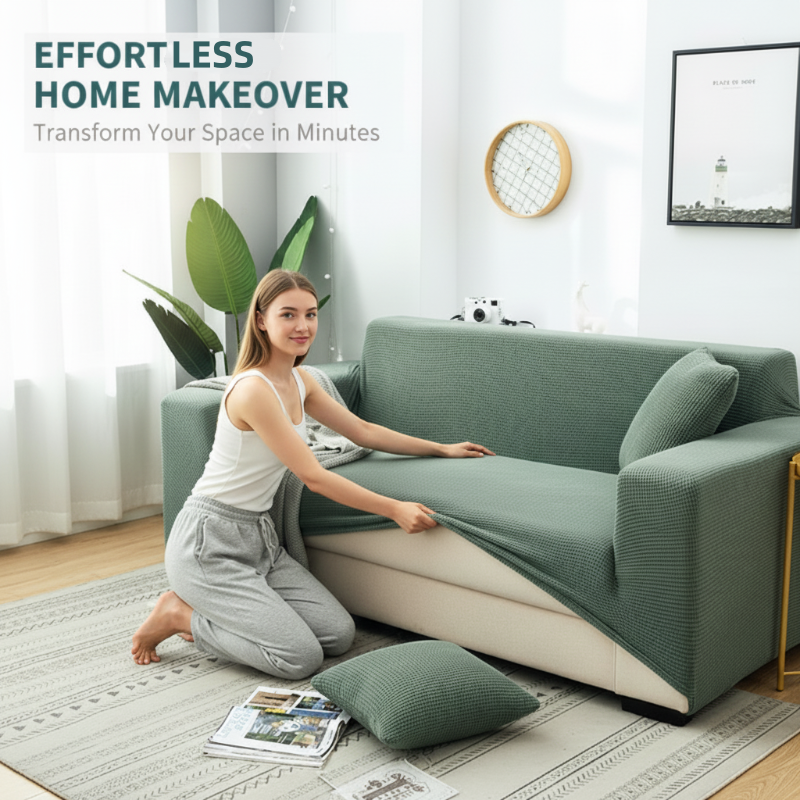 🛋️ 50% DE RÉDUCTION! 🧵 Housse de Canapé Extensible en Maille Jacquard – Anti-Dérapante, Douce & Ajustement Universel 🏠