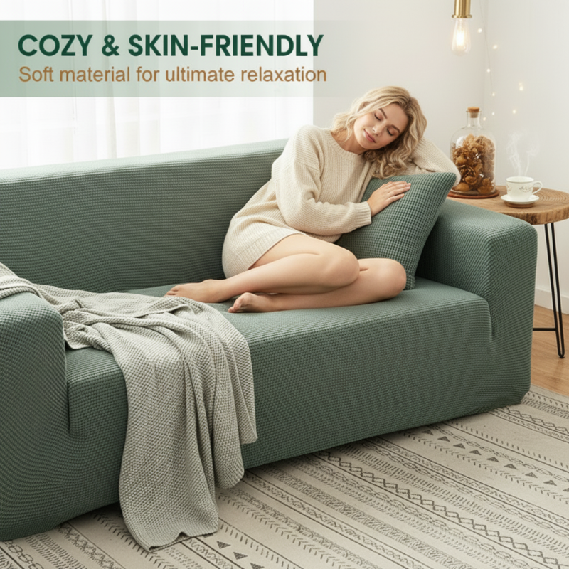 🛋️ 50% DE RÉDUCTION! 🧵 Housse de Canapé Extensible en Maille Jacquard – Anti-Dérapante, Douce & Ajustement Universel 🏠