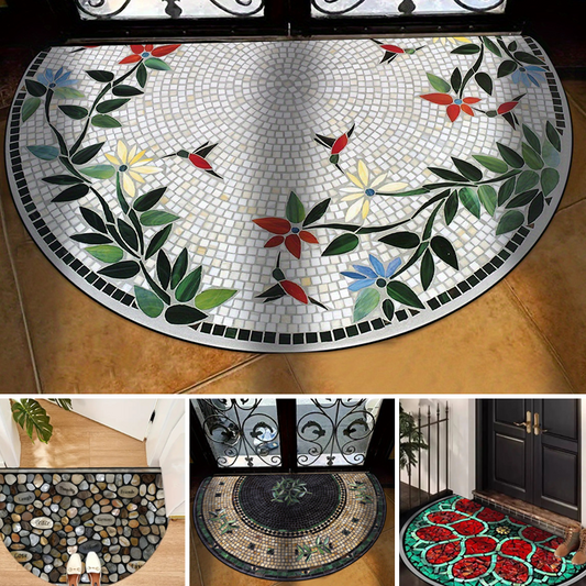 💖 Soldes de printemps 50 % de réduction 💖 Paillasson semi-circulaire style bohème - Tapis antidérapant doux pour sol