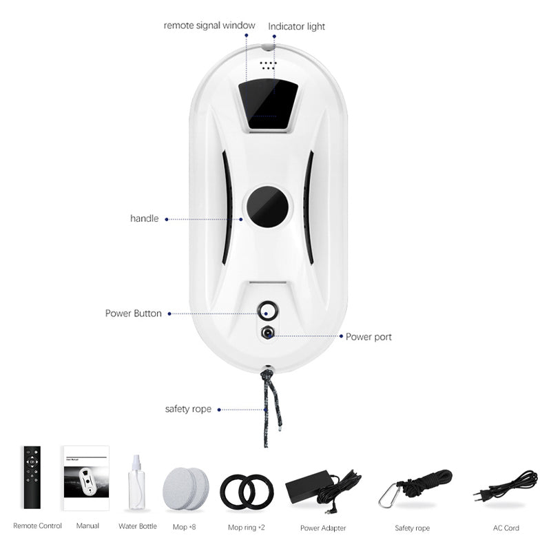 💎 Jusqu'à 63% de réduction ! 💎 Robot Nettoyeur de Vitres Intelligent et Automatique – AI Path, Double Balais Rotatifs & 20 Min UPS 🚀✨