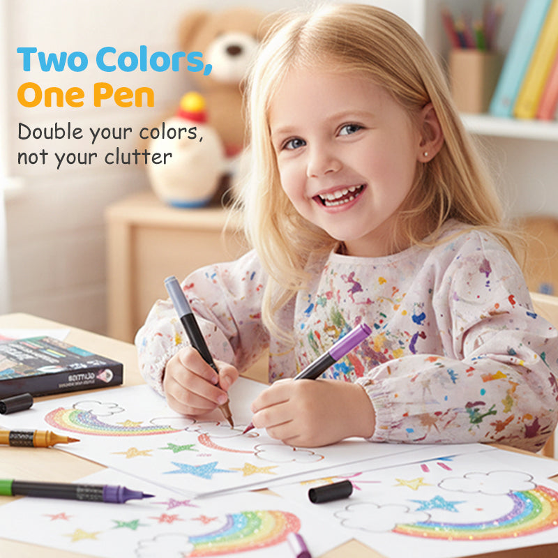 ✨ Nouveauté 2026 | 24 Marqueurs Pailletés Double-Pointe | Illuminez Vos Créations 🎨【-50%】