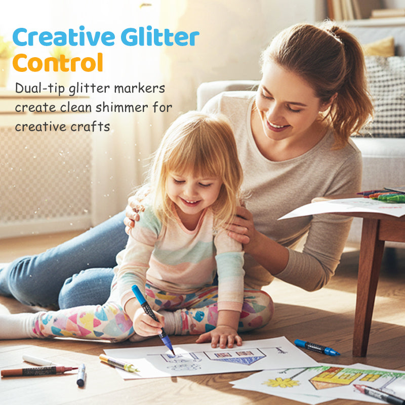✨ Nouveauté 2026 | 24 Marqueurs Pailletés Double-Pointe | Illuminez Vos Créations 🎨【-50%】