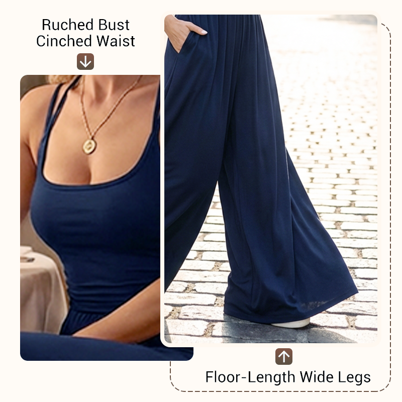 💎 50% DE RÉDUCTION ! 💎 Combinaison-Pantalon Femme à Fines Bretelles – Coupe Large, Tissu Fluide & Silhouette Élancée 🌸☀️