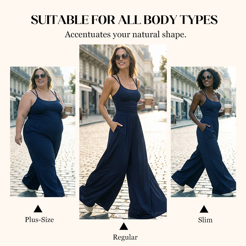 💎 50% DE RÉDUCTION ! 💎 Combinaison-Pantalon Femme à Fines Bretelles – Coupe Large, Tissu Fluide & Silhouette Élancée 🌸☀️