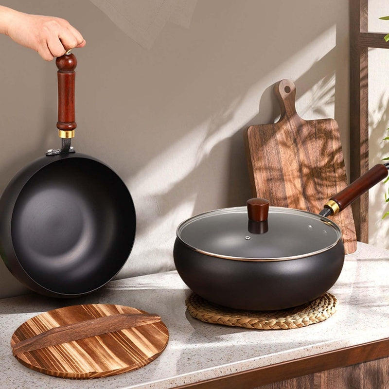 Marmite en fonte épaisse non revêtue avec couvercle