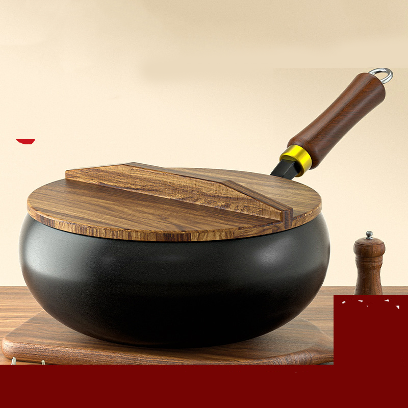 Marmite en fonte épaisse non revêtue avec couvercle