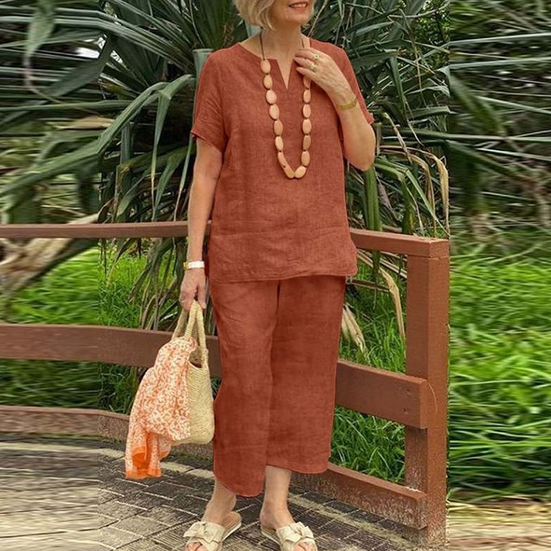 Ensemble deux pièces décontracté pour femme (haut et pantalon