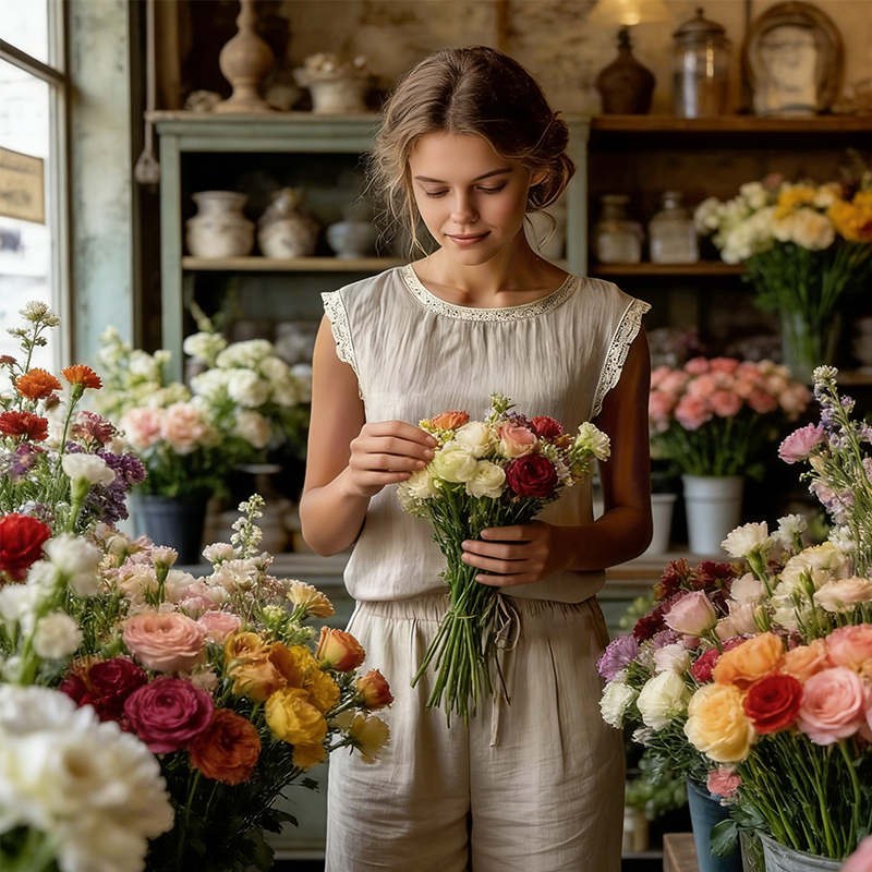 Blouse femme sans manches avec bordure en dentelle