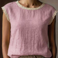 Blouse femme sans manches avec bordure en dentelle