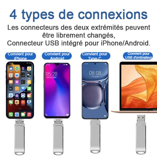 Lecteur flash d'extension de téléphone portable multifonctionnel 4 en 1 de grande capacité