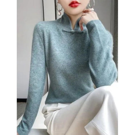 💥39 % de réduction💥Pull tricoté à demi-col roulé d'hiver avec boucle rétro 🥰