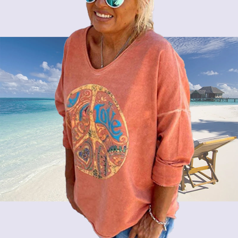 Chemise contemporaine orange abstraite pour femmes