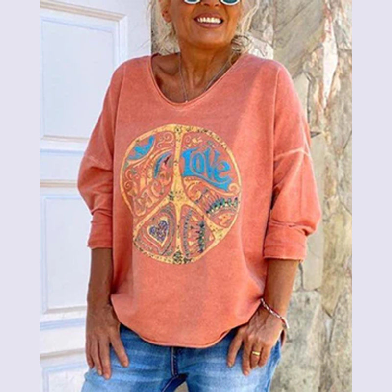 Chemise contemporaine orange abstraite pour femmes